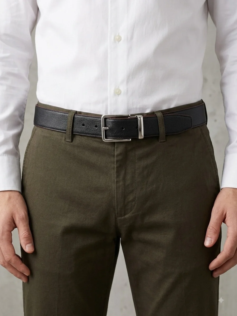 COACH Men's Reversible Crossgrain Leather Belt Black/Brown/Silver Cut-to-Size